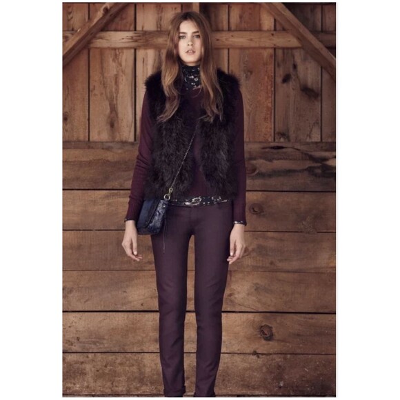 Club Monaco Vest Womens S Violet Feather Open Front Gilet Rock Punk Glam $198 - Picture 16 of 16